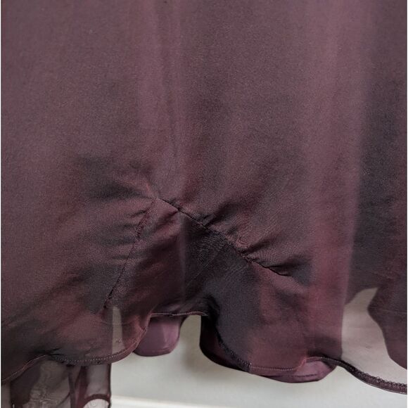 Rickie Freeman Teri Jon Plum Aubergine Silk Pleated One Shoulder Gown Dress 6 - Picture 11 of 13